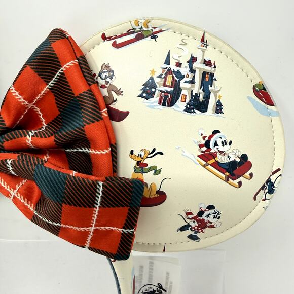 Disney Parks Mickey Minnie Holiday Christmas Ears Headband Plaid Bow WDW 50 main image 5